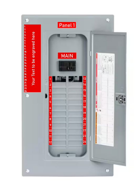 Custom Engraved Electrical Panel labeling Type 2 Standard( 20+ Breaker Slots)