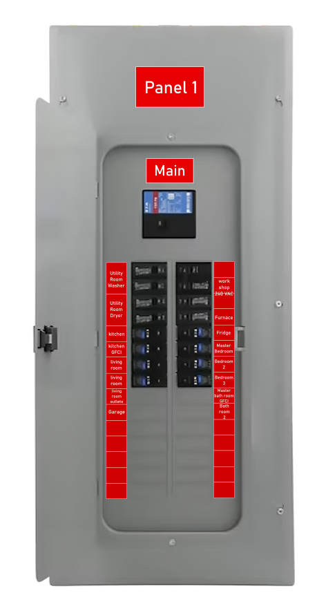 Custom Engraved Electrical Panel labeling Type 1 Standard( 20+ Breaker Slots)