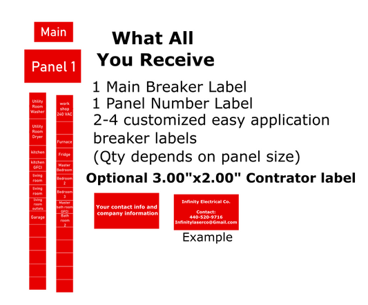 Custom Engraved Electrical Panel labeling Type 1 Standard( 20+ Breaker Slots)